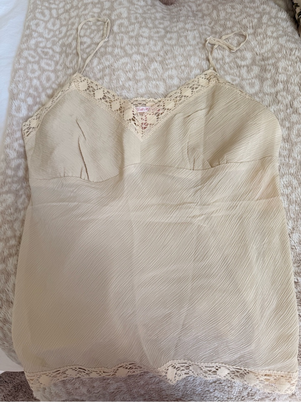 Gold Hawk Women’s Lace Trim silk Cami Tank Top - Cream